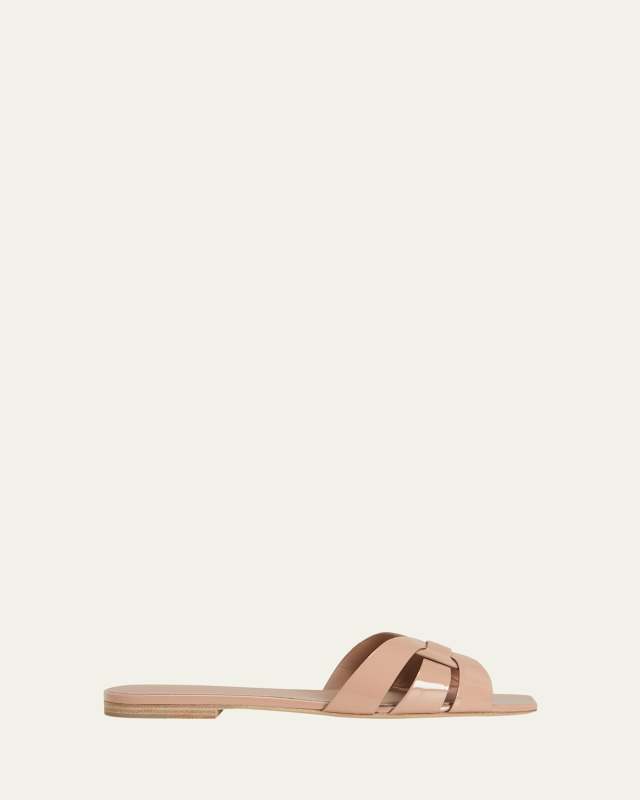 Nu Pieds Woven Patent Flat Sandals